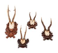 Group of Four Black Forest Carved Wood Antler Mounts