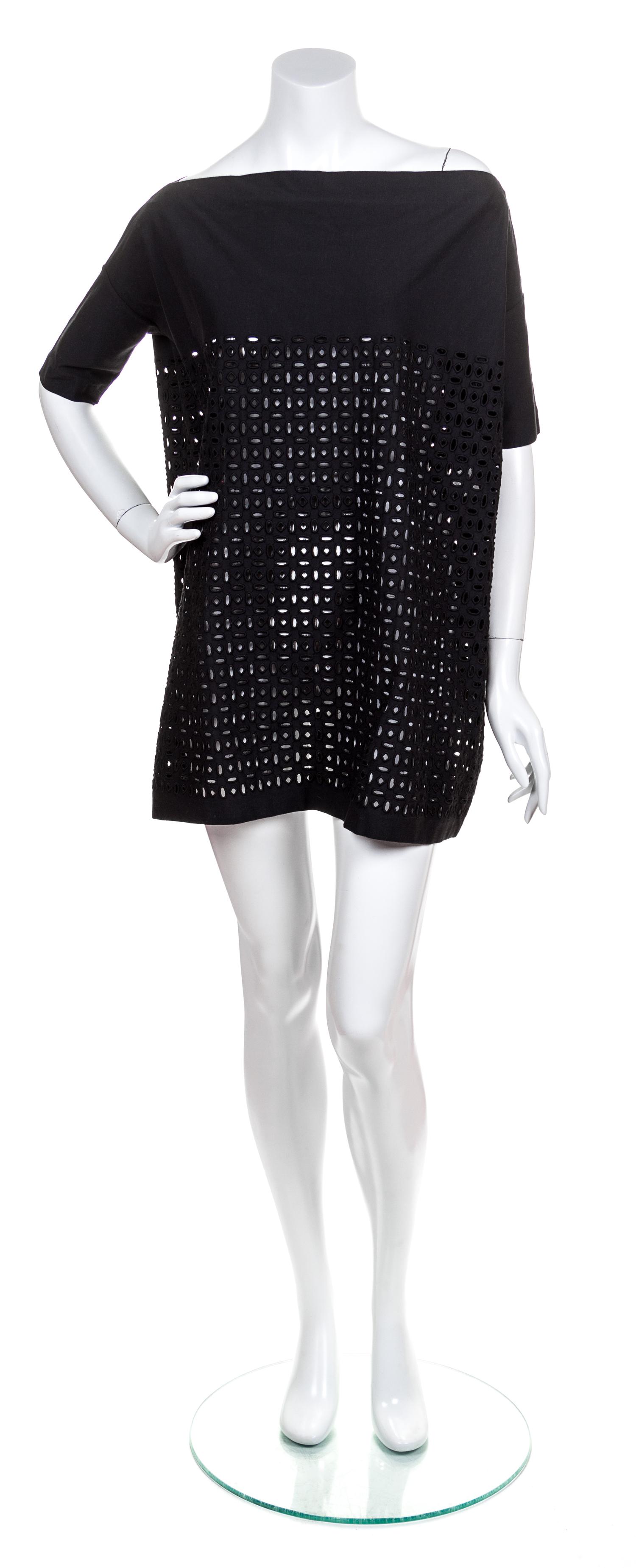 A Romeo Gigli Black Eyelet Tunic, Size 42.
