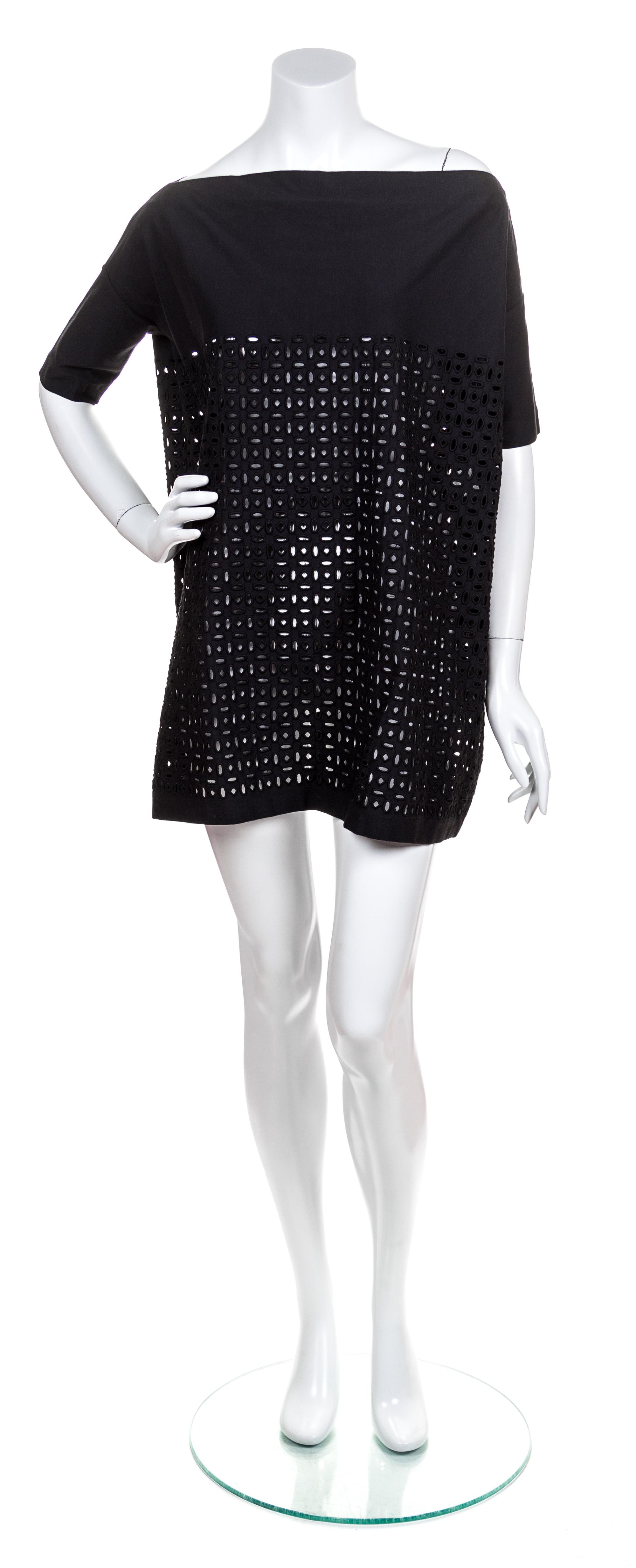 A Romeo Gigli Black Eyelet Tunic, Size 42.