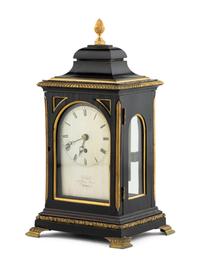 A Regency Gilt Bronze Mounted Ebonized Single-Fusée Bracket Clock