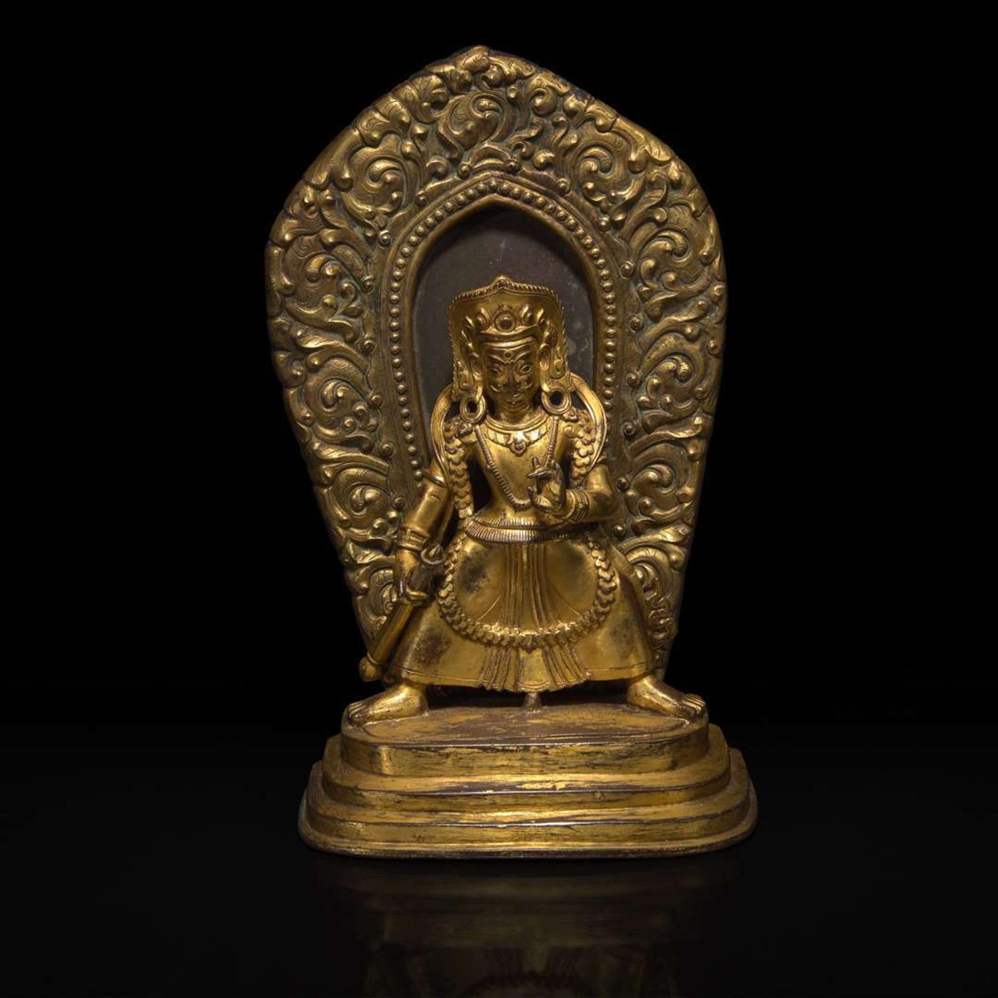 A Sino-Tibetan or Mongolian gilt bronze wrathful deity 中原或藏传或蒙古怒像铜鎏金造像 18th century ????