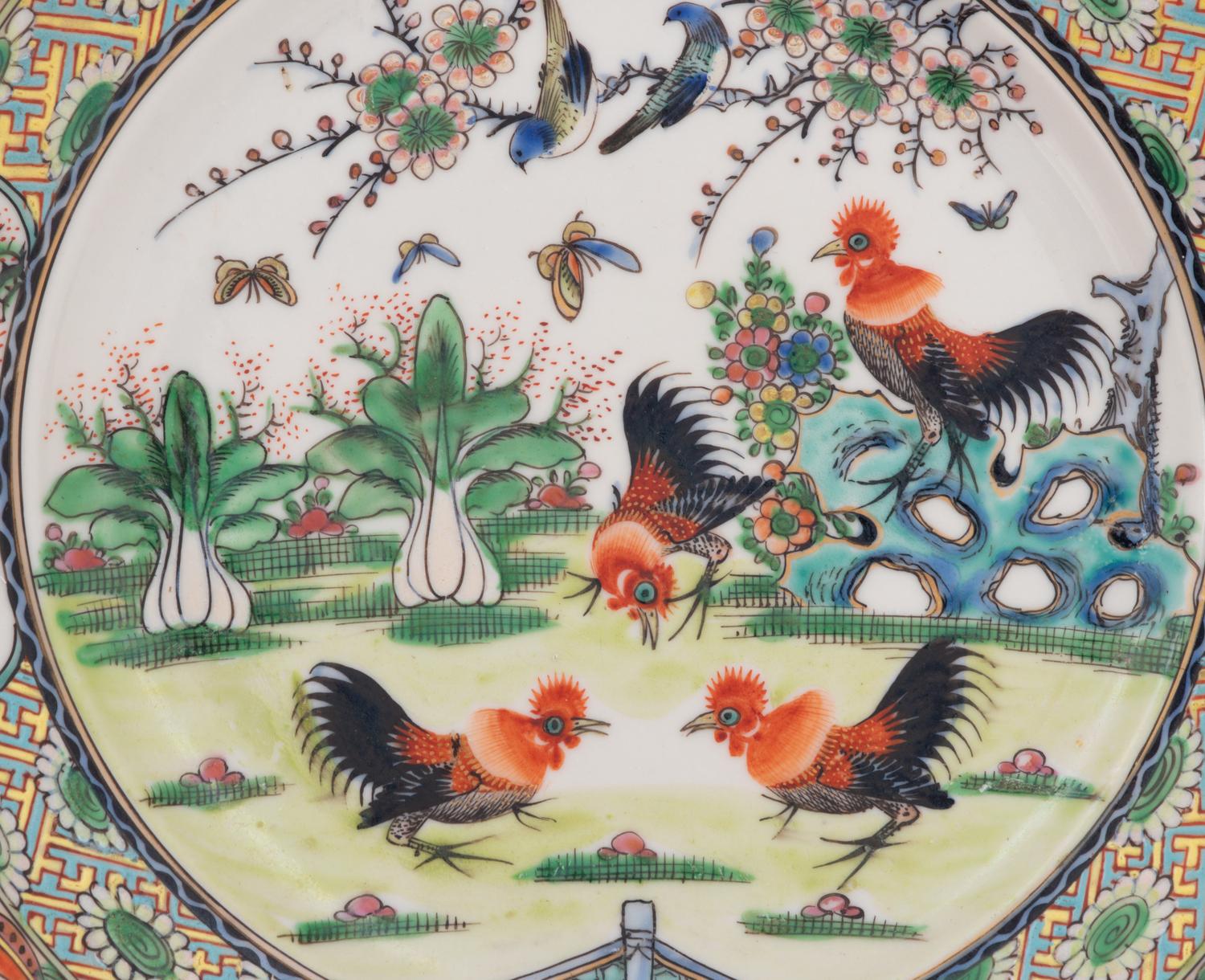 Five Chinese Export Famille Rose Porcelain Plates