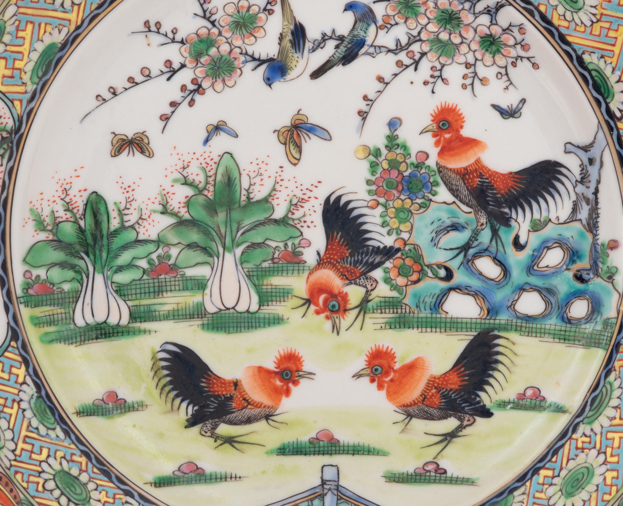 Five Chinese Export Famille Rose Porcelain Plates