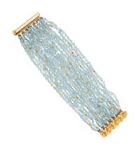 VERDURA, AQUAMARINE AND YELLOW GOLD BEADED BRACELET