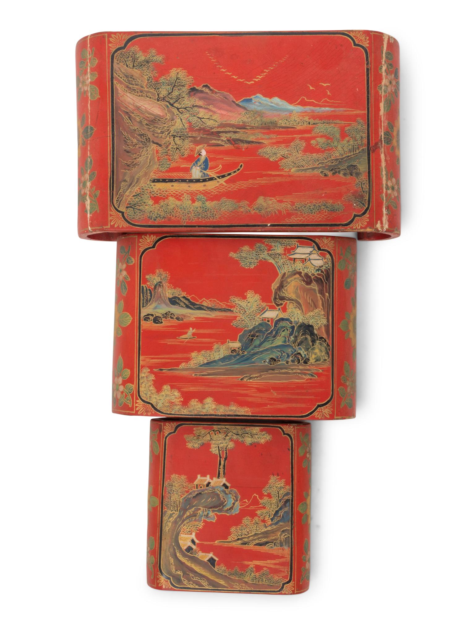 Three Chinese Gilt and Polychrome Lacquered Stands