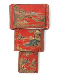 Three Chinese Gilt and Polychrome Lacquered Stands