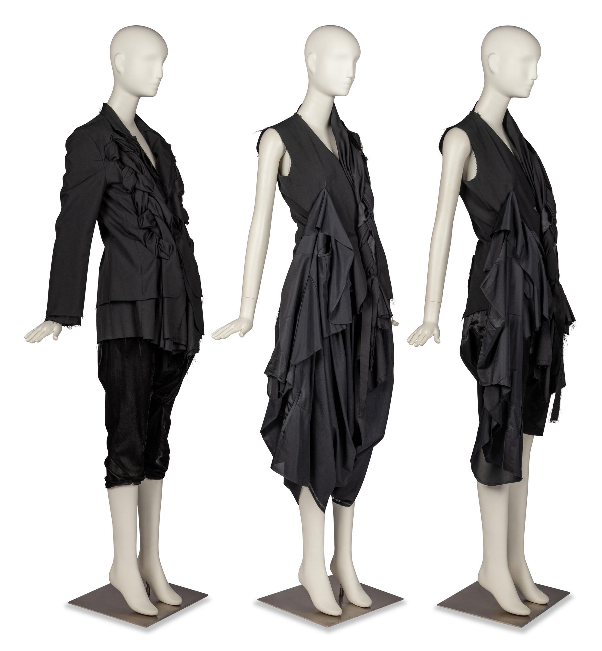Two Comme des Garçons Jackets and Three Bottom Pieces