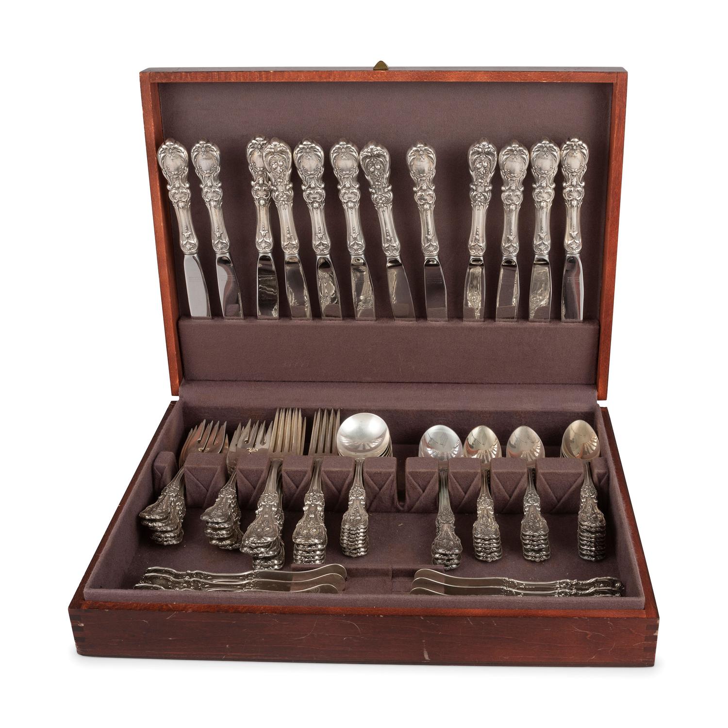 A Reed & Barton Silver Flatware Service in the "Francis I" Pattern