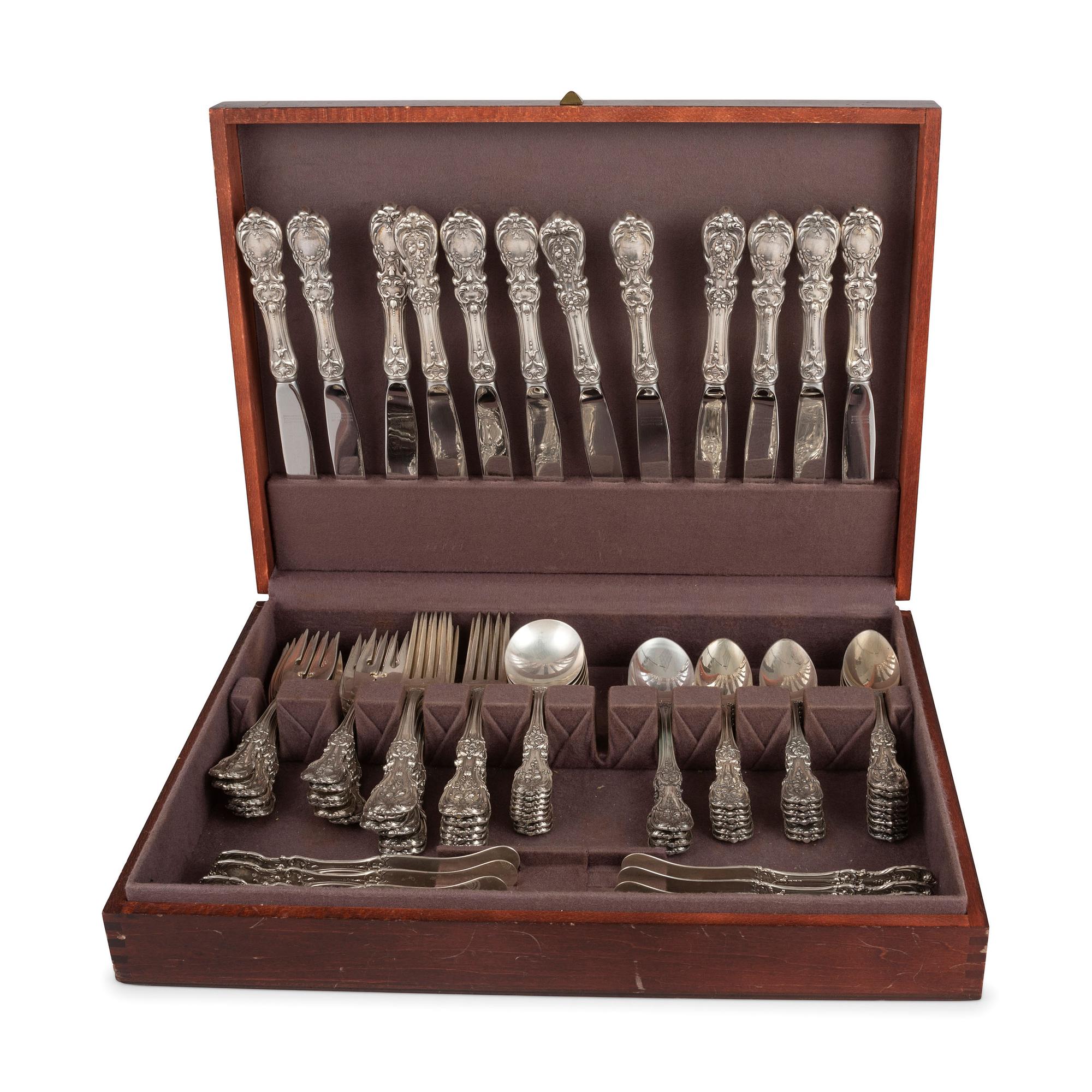 A Reed & Barton Silver Flatware Service in the "Francis I" Pattern