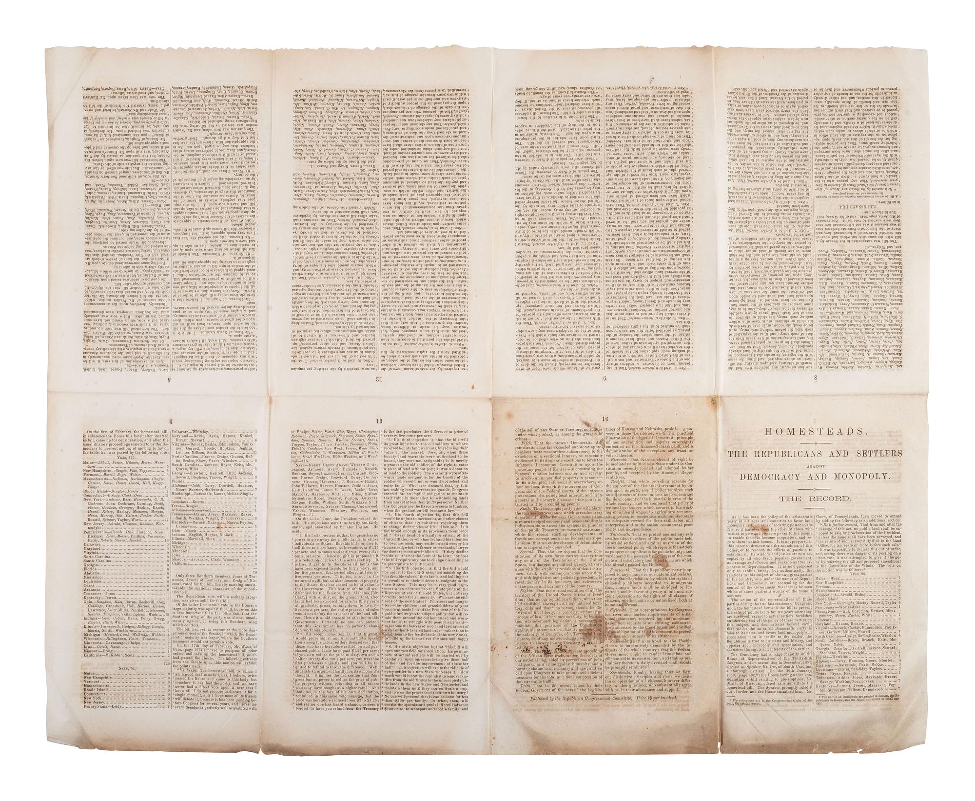 [POLITICS] -- [AFRICAN AMERICANA]. Republican Platform, Adopted by the Chicago Convention, May 1860.