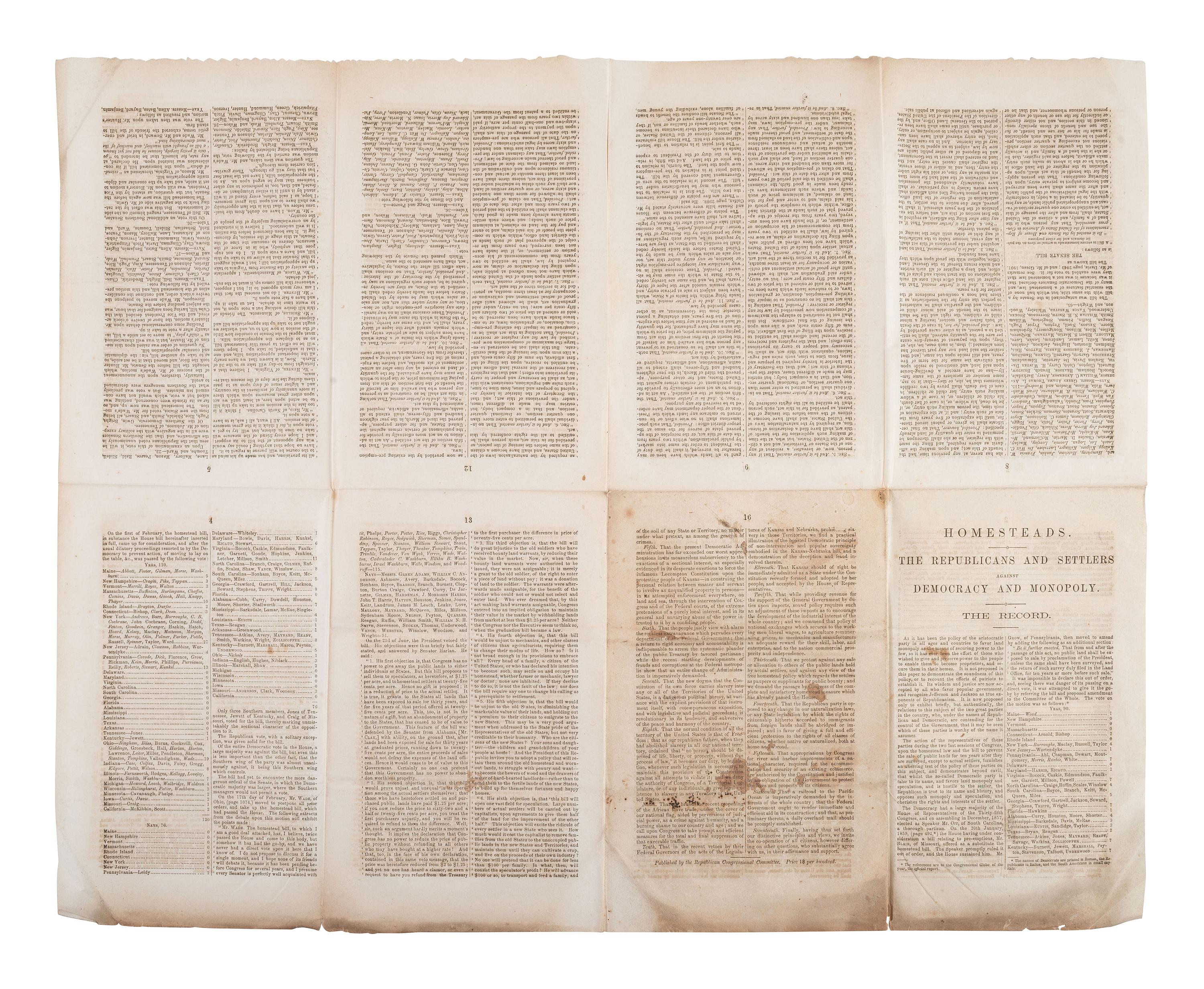 [POLITICS] -- [AFRICAN AMERICANA]. Republican Platform, Adopted by the Chicago Convention, May 1860.