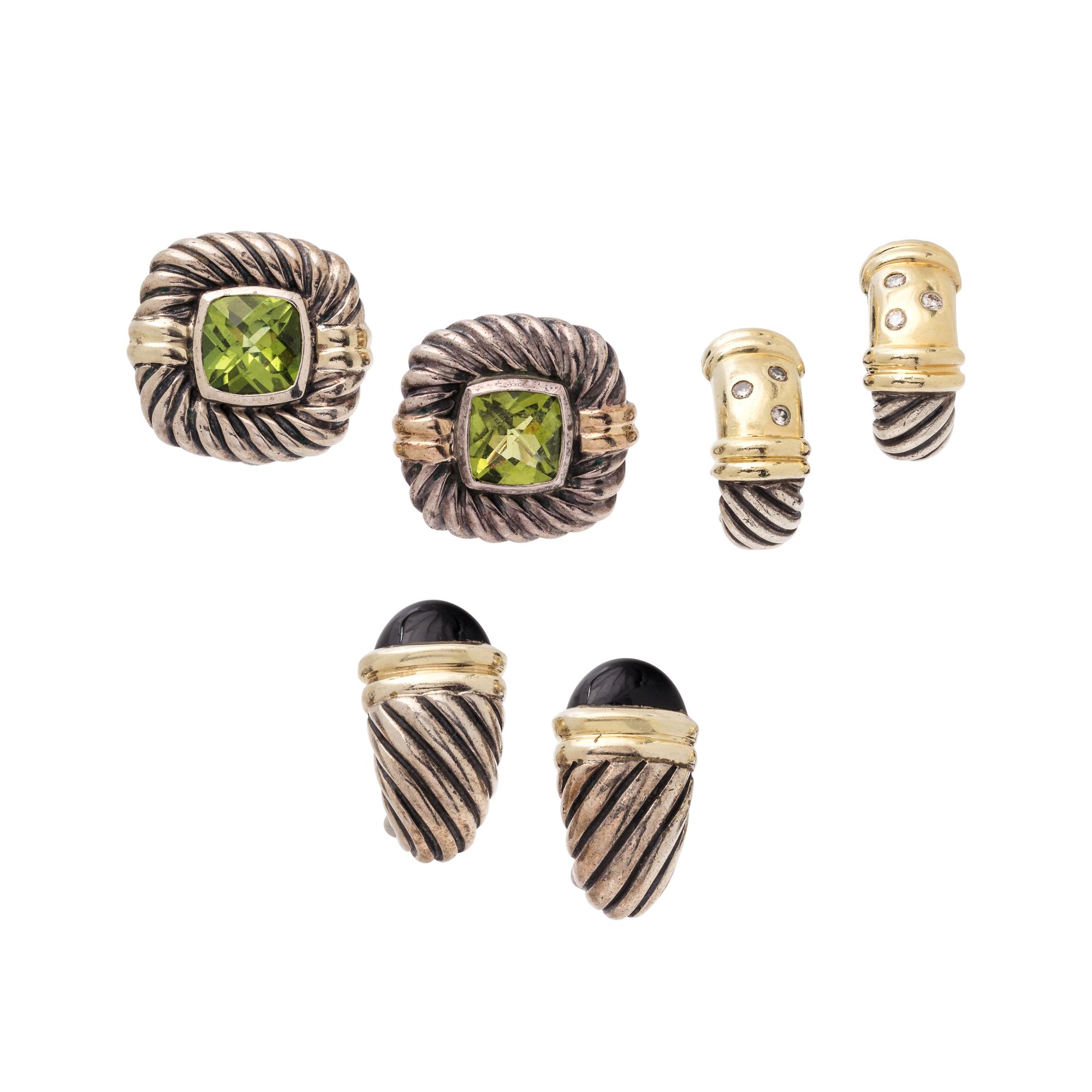 DAVID YURMAN, COLLECTION OF STERLING SILVER AND YELLOW GOLD EARCLIPS