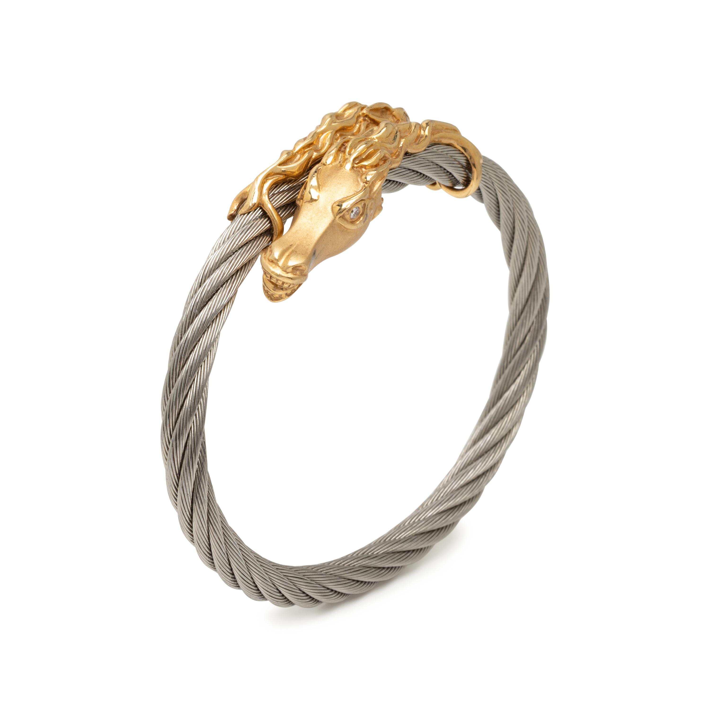 Steven Douglas, Two Yellow Gold and Stainless Steel Bracelets