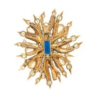 TONY DUQUETTE, MULTIGEM AND CORAL BROOCH
