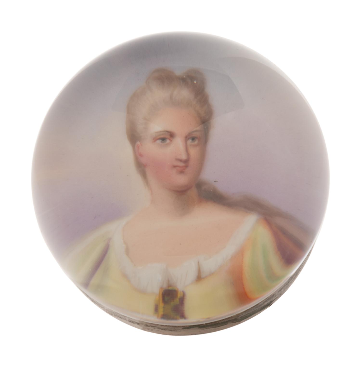 A Painted Portrait Glass Paperweight