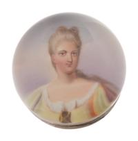 A Painted Portrait Glass Paperweight