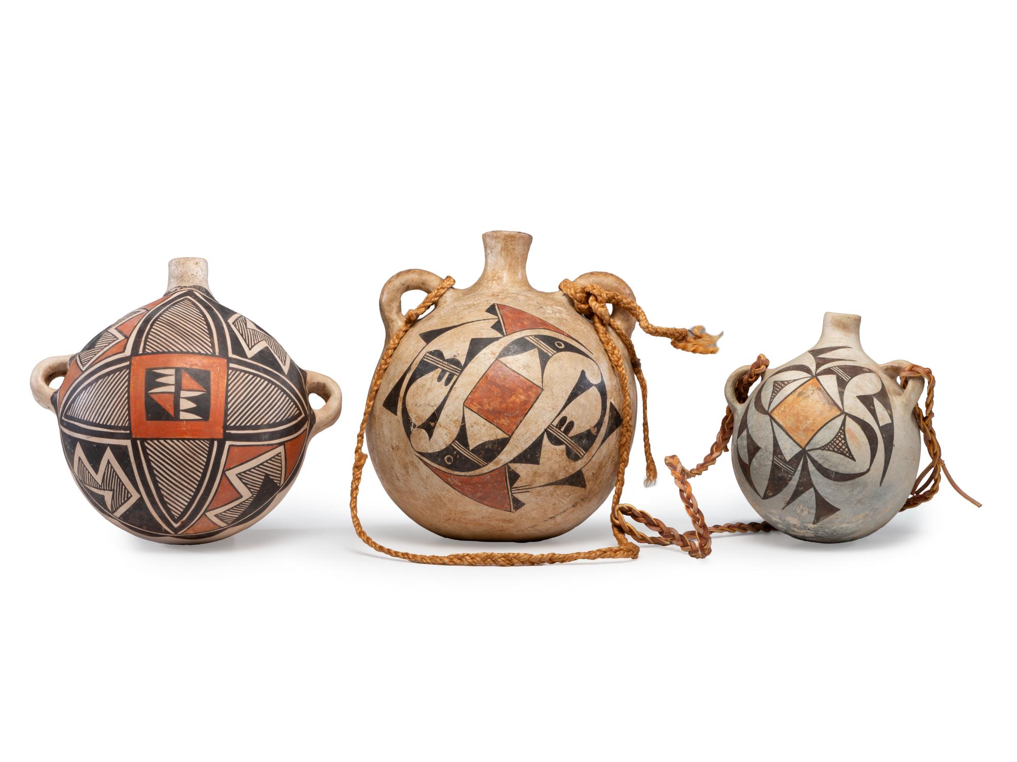 Acoma / Laguna Polychrome Pottery Canteens