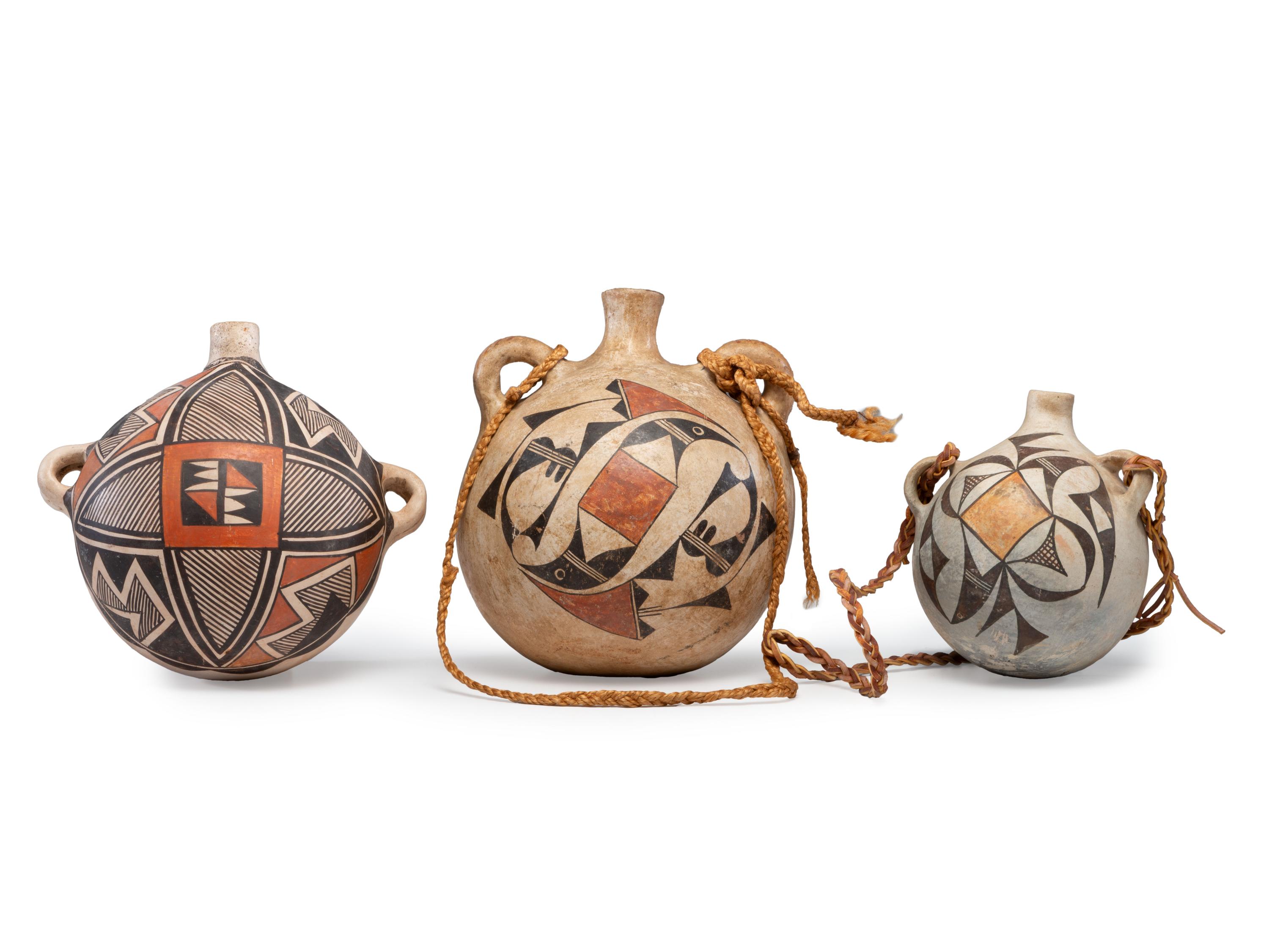 Acoma / Laguna Polychrome Pottery Canteens