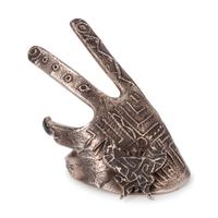 Tufa Cast Silver Hand-Shaped Cuff Bracelet, with Serpentine Cabochon