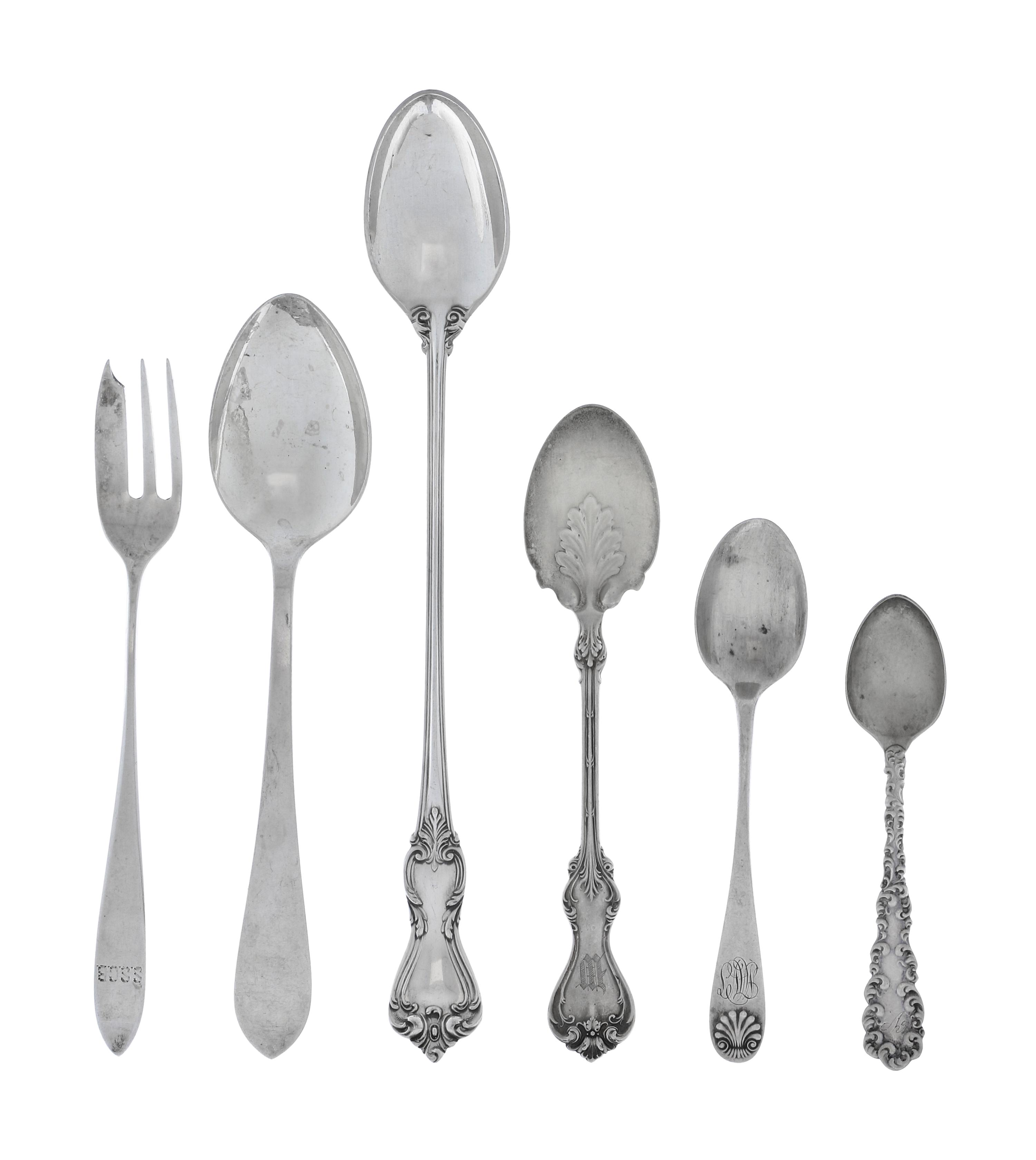 An Assembled Group of American Silver Spoons and Forks