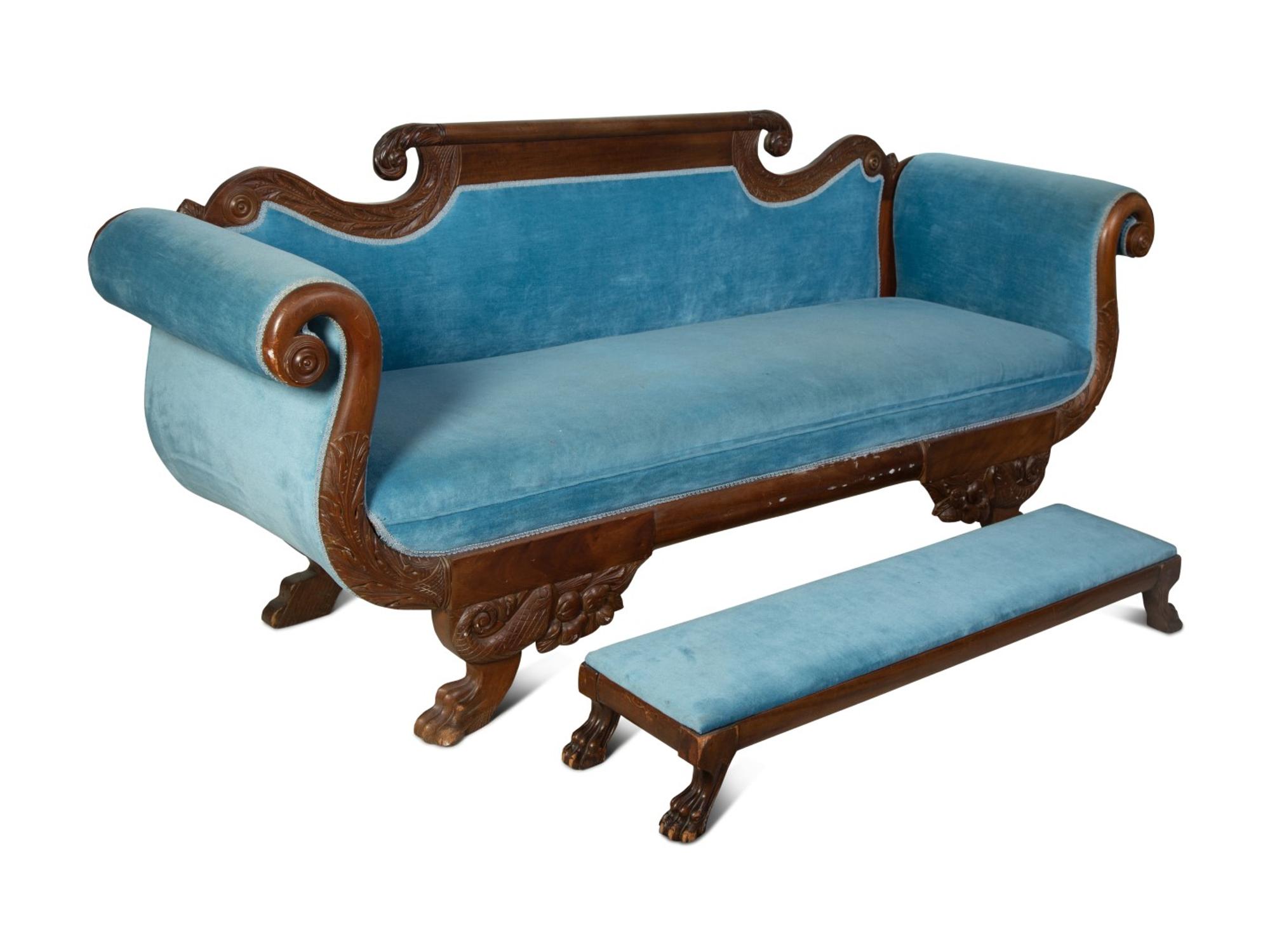 An American Empire Carved Walnut Sofa — CIRCA 1830