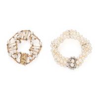 TWO CULTURED PEARL AND GOLD BRACELETS