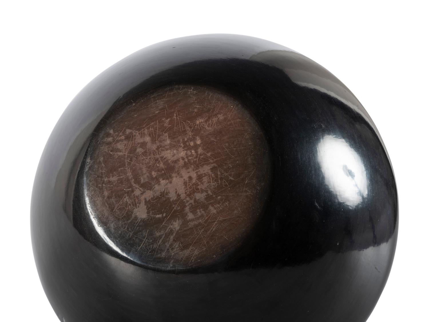 Black and Sienna Sgraffito Pottery Jar