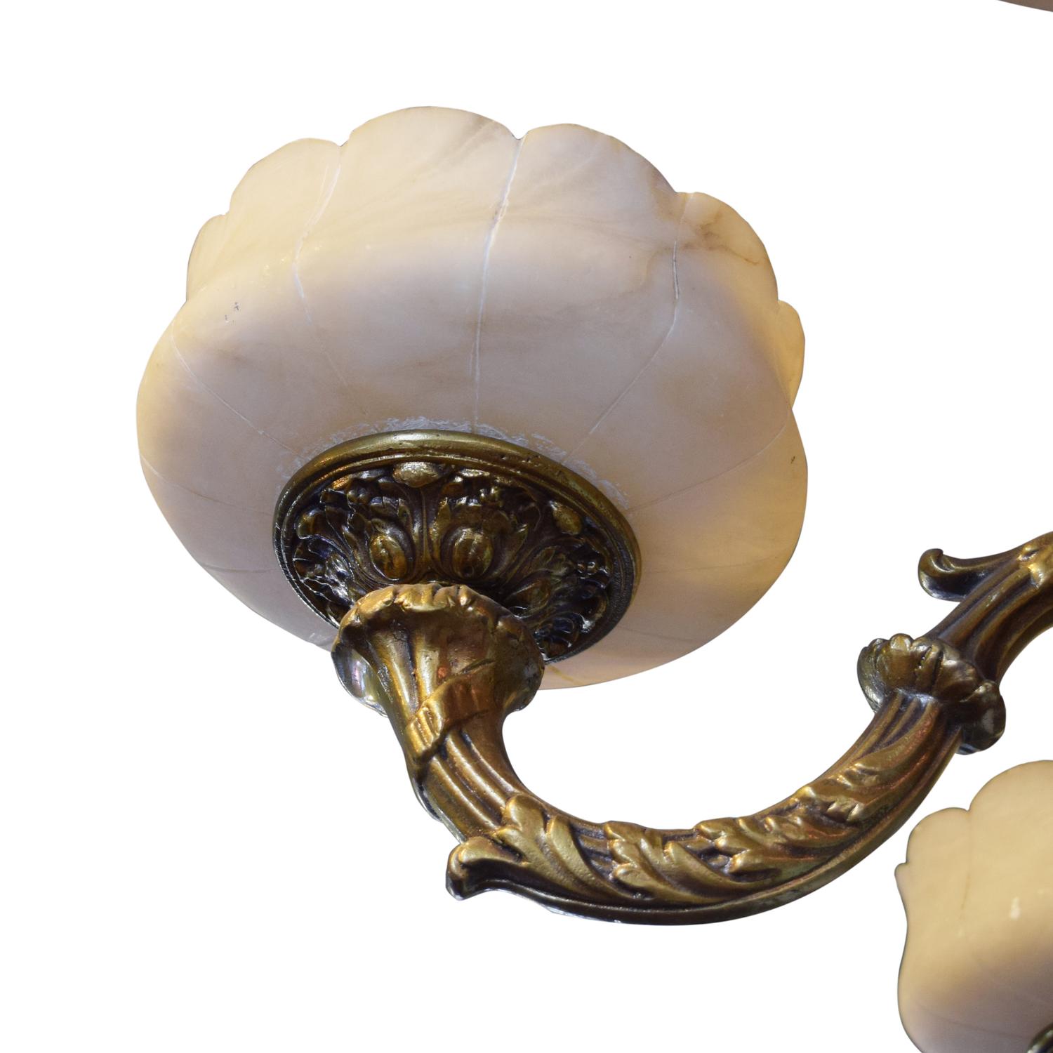 A Bronze and Alabaster Five-Light Chandelier 24" W x 24" D x 22" H — Argentina, 20th Century