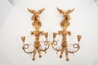 A Pair of Regency Style Giltwood Two-Light Sconces
