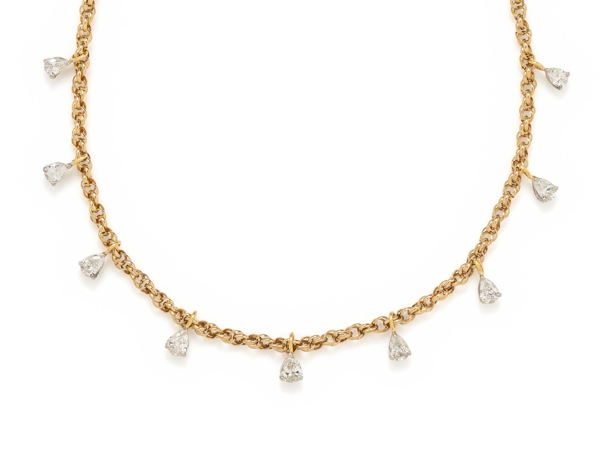 YELLOW GOLD AND DIAMOND FRINGE NECKLACE