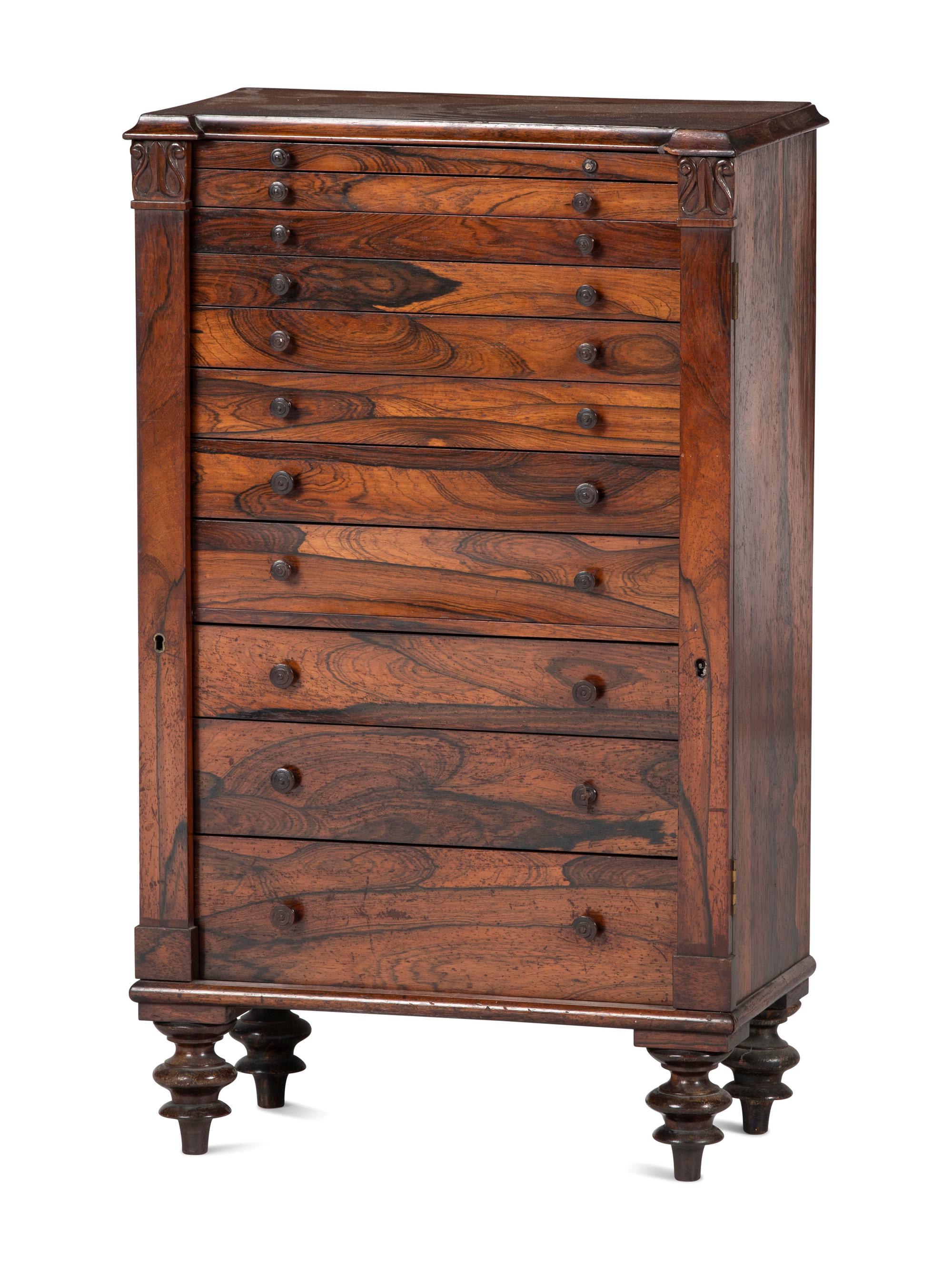 A Regency Rosewood Wellington Collector's Cabinet