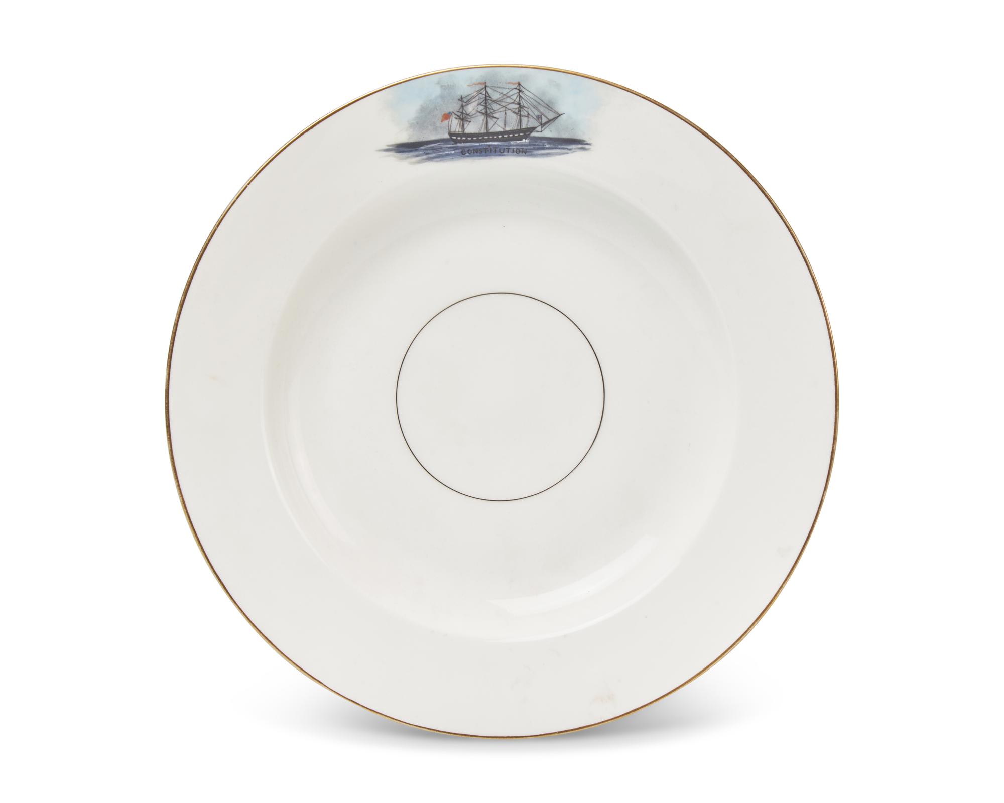 A French Porcelain Commemorative "Constitution" Soup Plate Made for the American Market