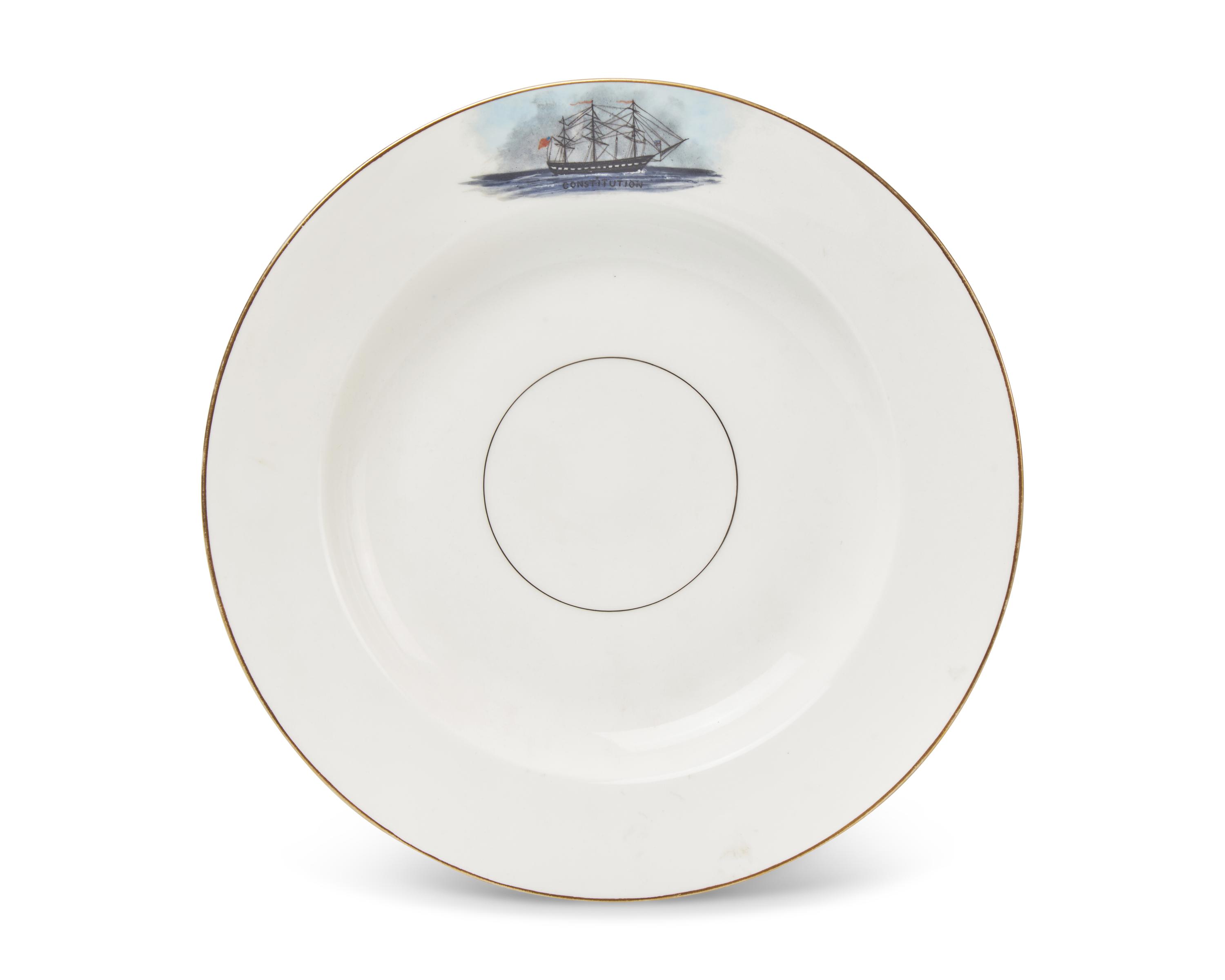 A French Porcelain Commemorative "Constitution" Soup Plate Made for the American Market