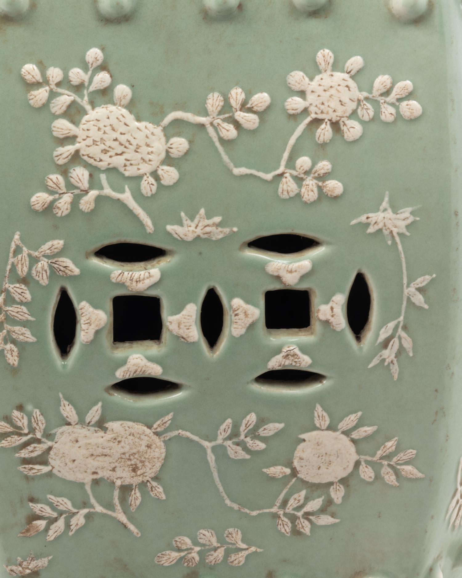A Chinese Celadon Glazed Porcelain Garden Stool