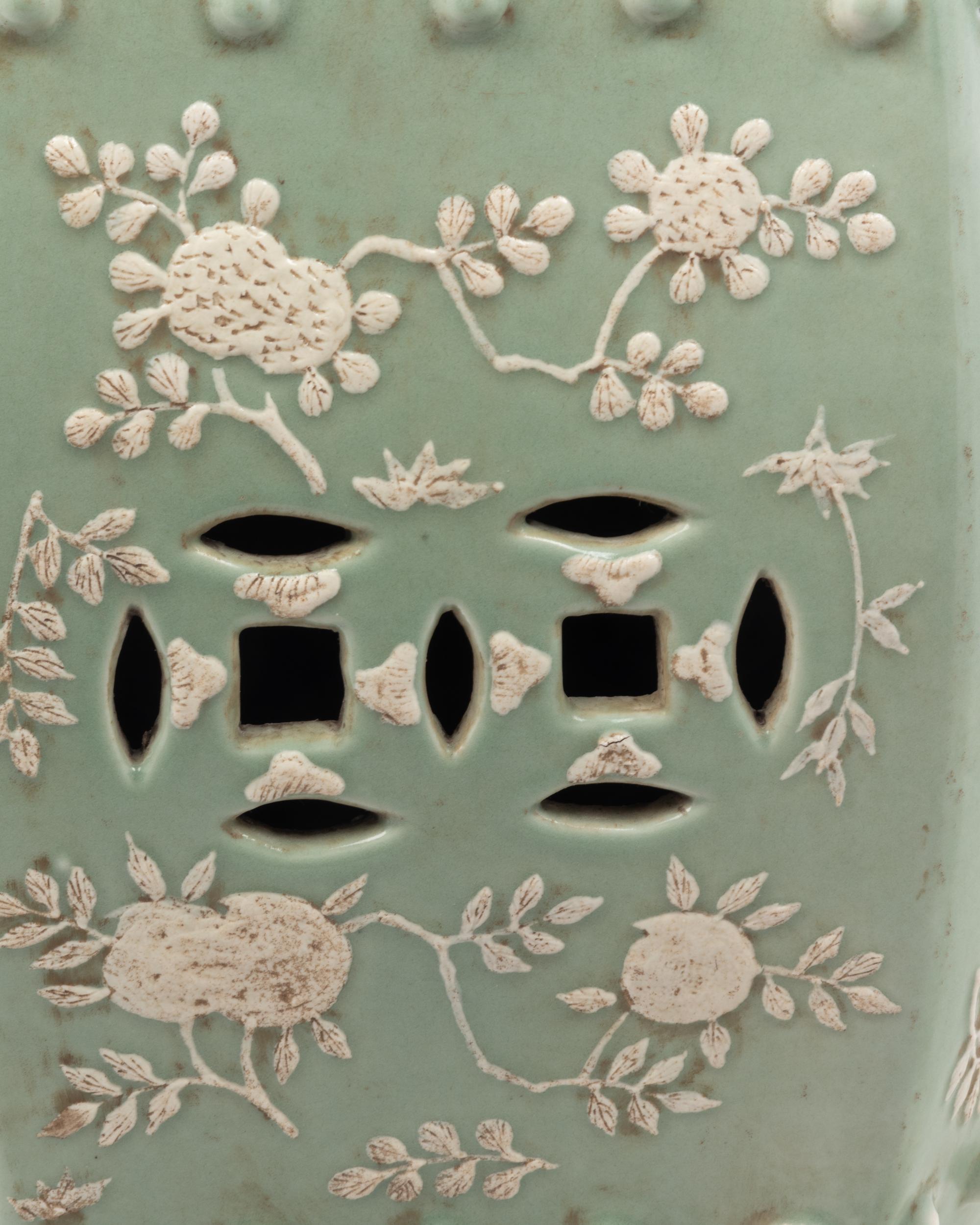A Chinese Celadon Glazed Porcelain Garden Stool