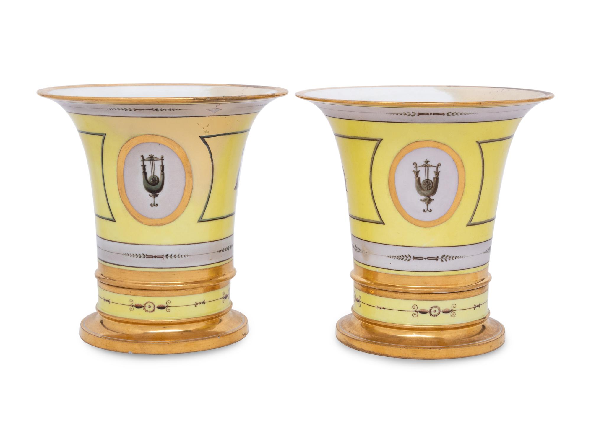 A Pair of French Porcelain Cache Pots