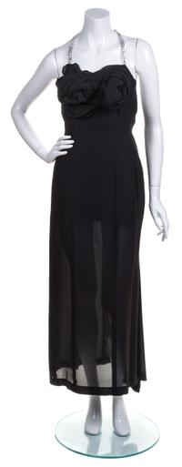 A Yohji Yamamoto Black Silk Strapless Gown, Size 2.