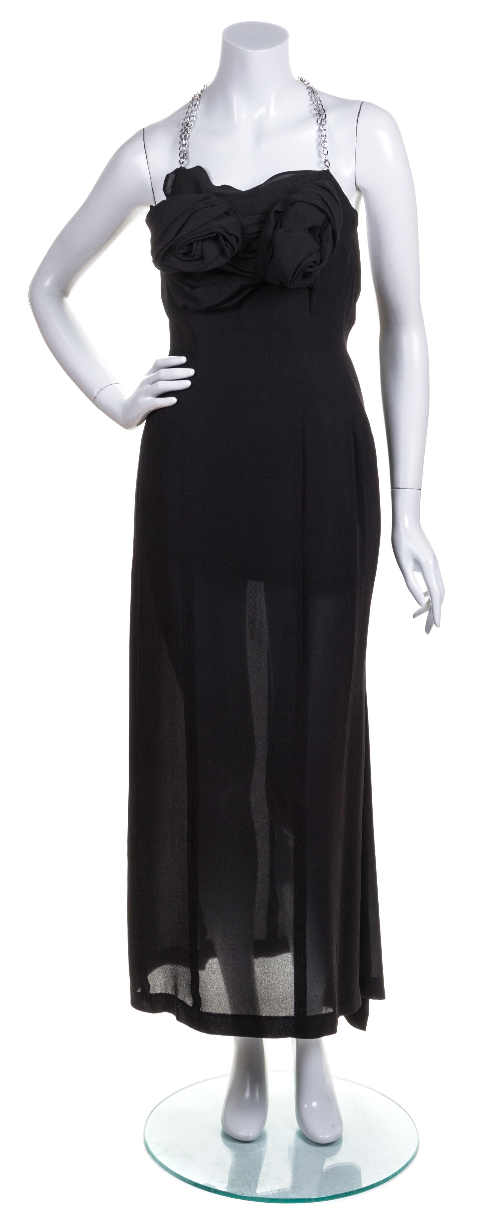 A Yohji Yamamoto Black Silk Strapless Gown, Size 2.