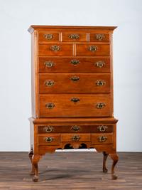 A Queen Anne Walnut Flat-Top High Chest