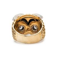 BICOLOR GOLD AND DIAMOND OWL RING