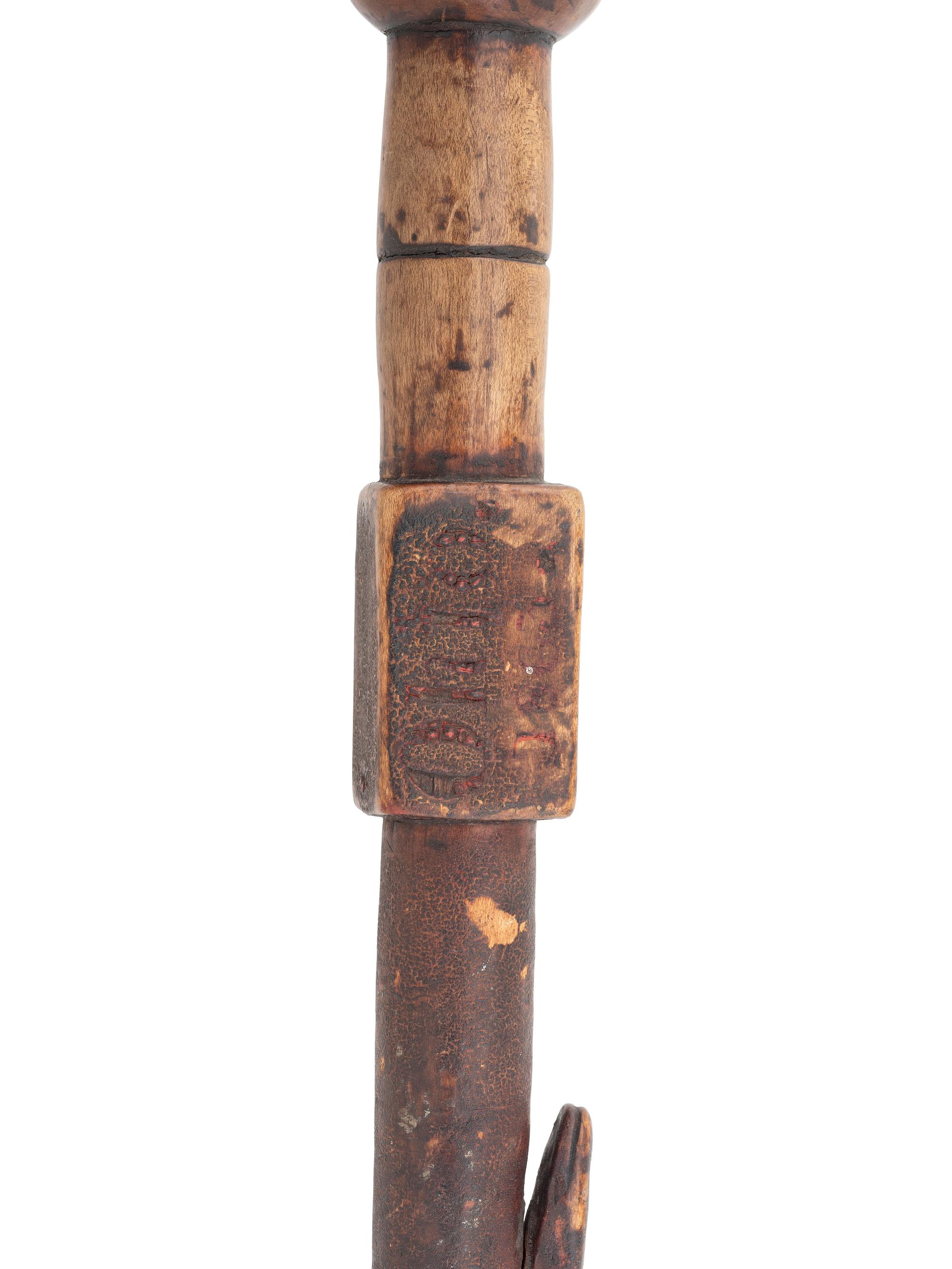 [CIVIL WAR]. Camp Chase, Ohio, folk art carved walking stick.