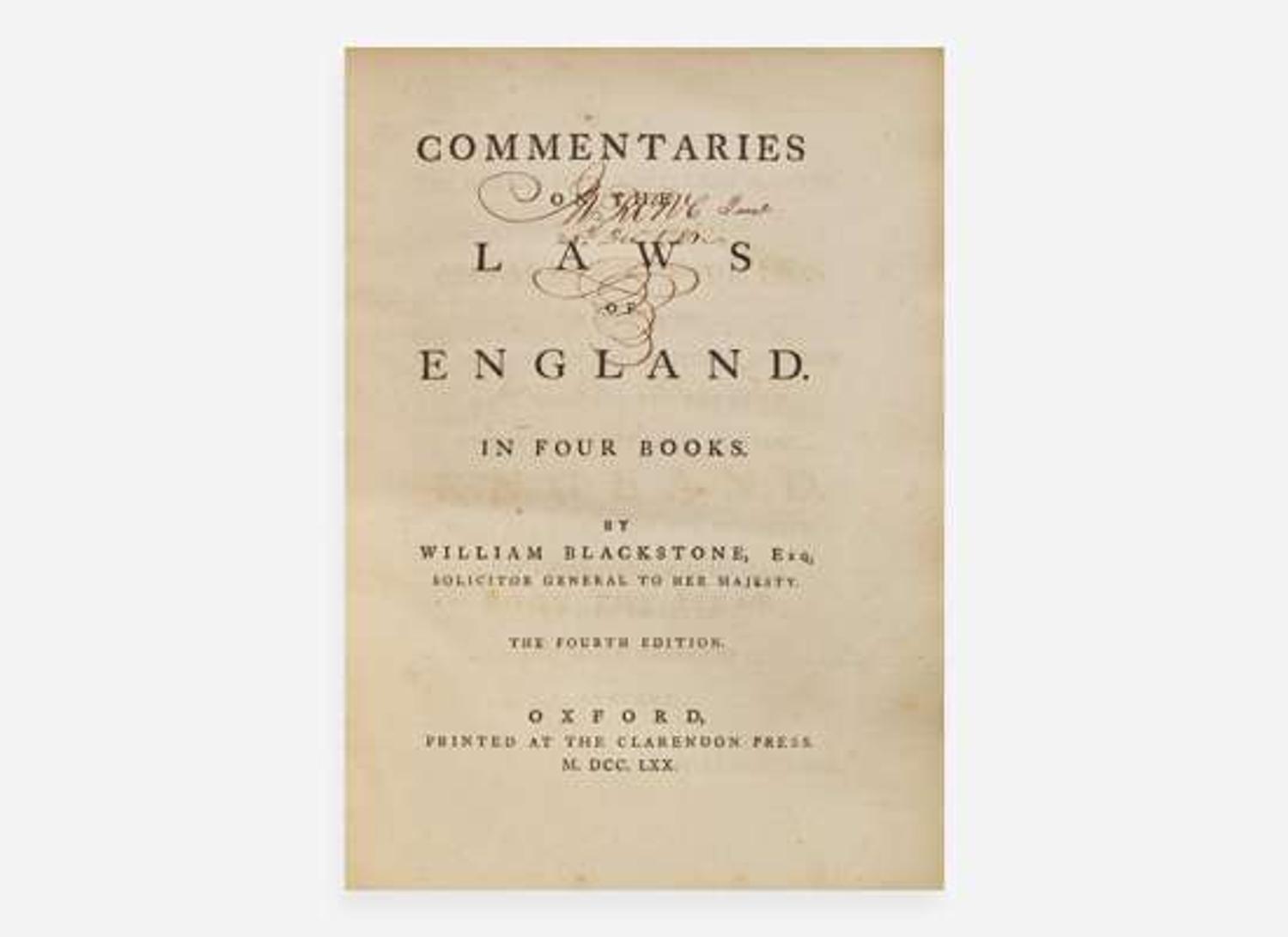 [Law] Blackstone, William: Group of 2 Titles