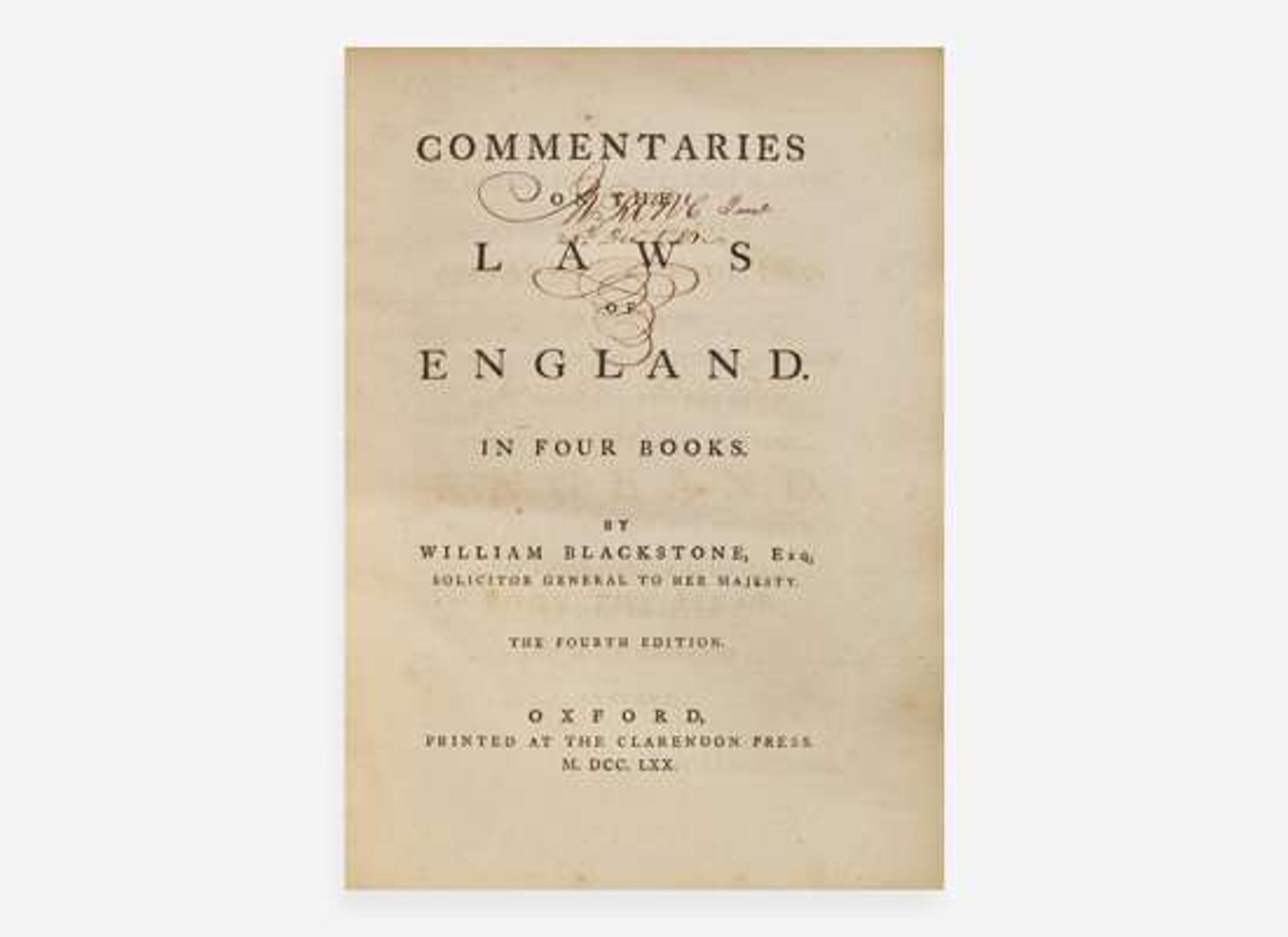 [Law] Blackstone, William: Group of 2 Titles