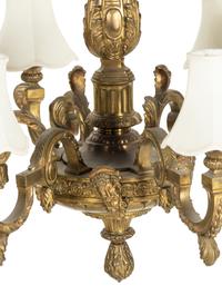 A Continental Neoclassical Gilt Bronze Six-Light Chandelier