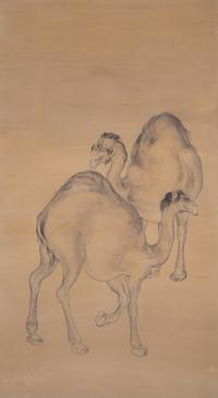 A Pair of Chinese Works on Silk Depicting Camels — 20TH CENTURY
