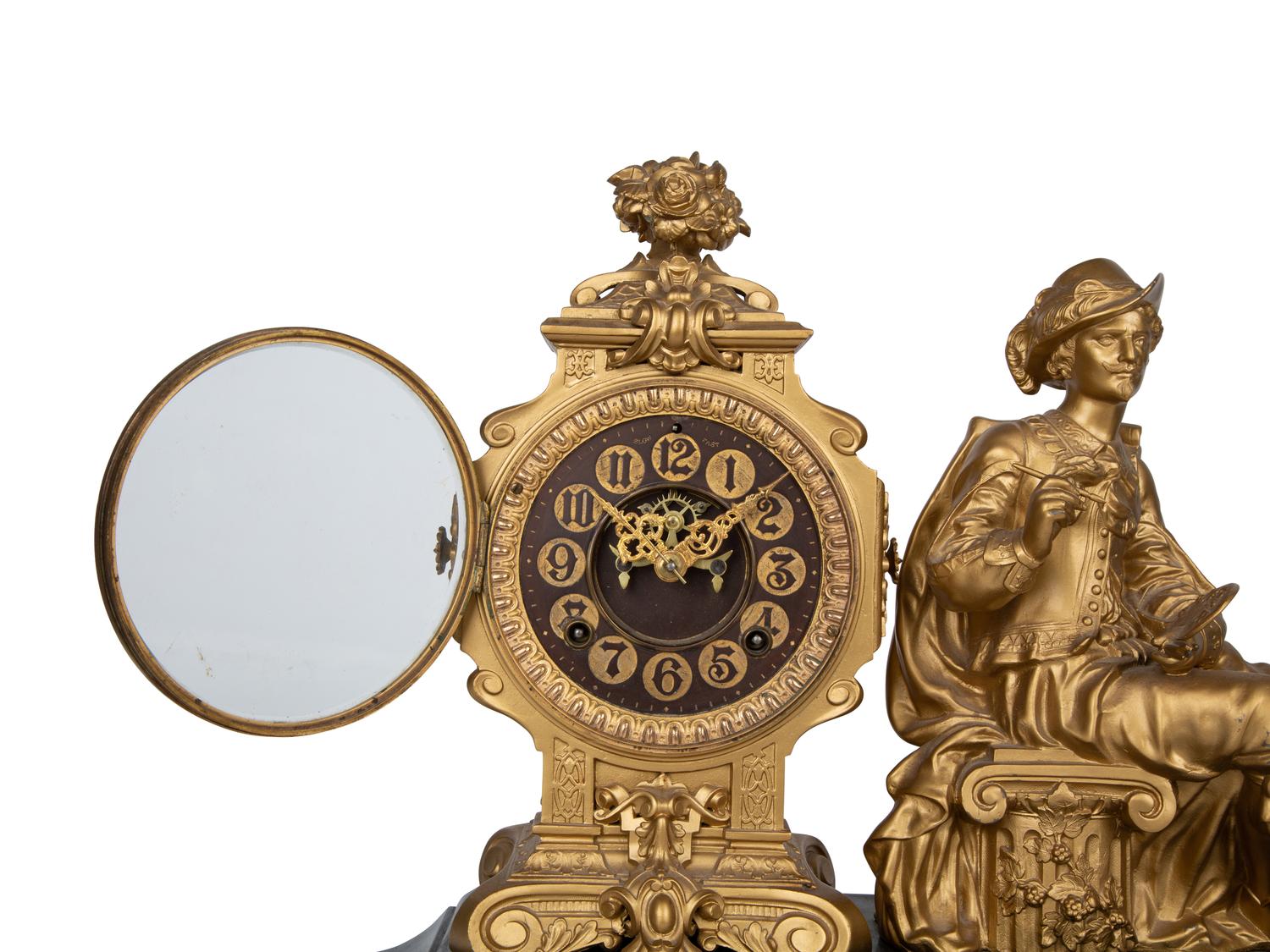An Ansonia Gilt Metal Figural Mantel Clock — LATE 19TH CENTURY