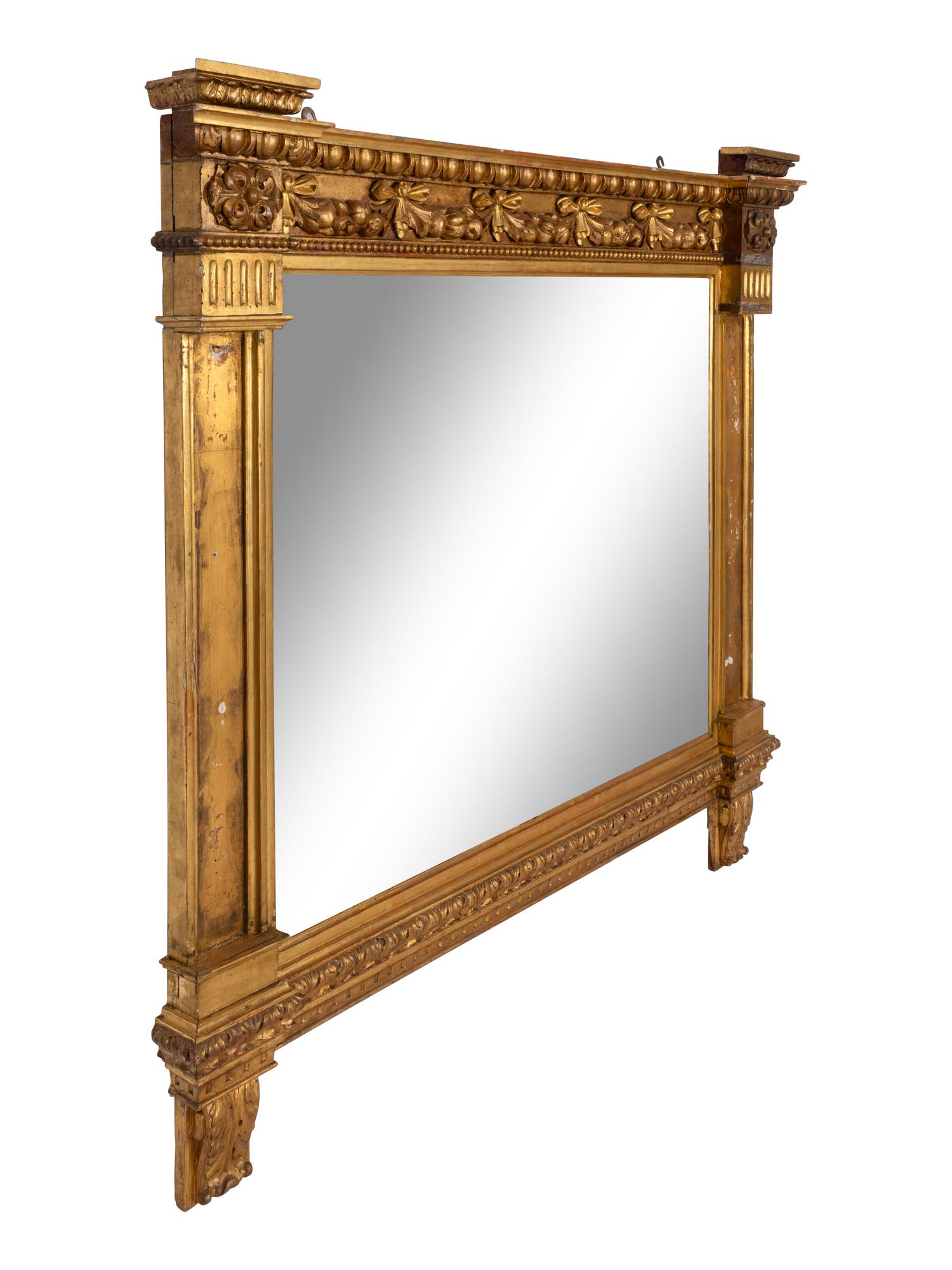 An English Giltwood and Gesso Overmantel Mirror