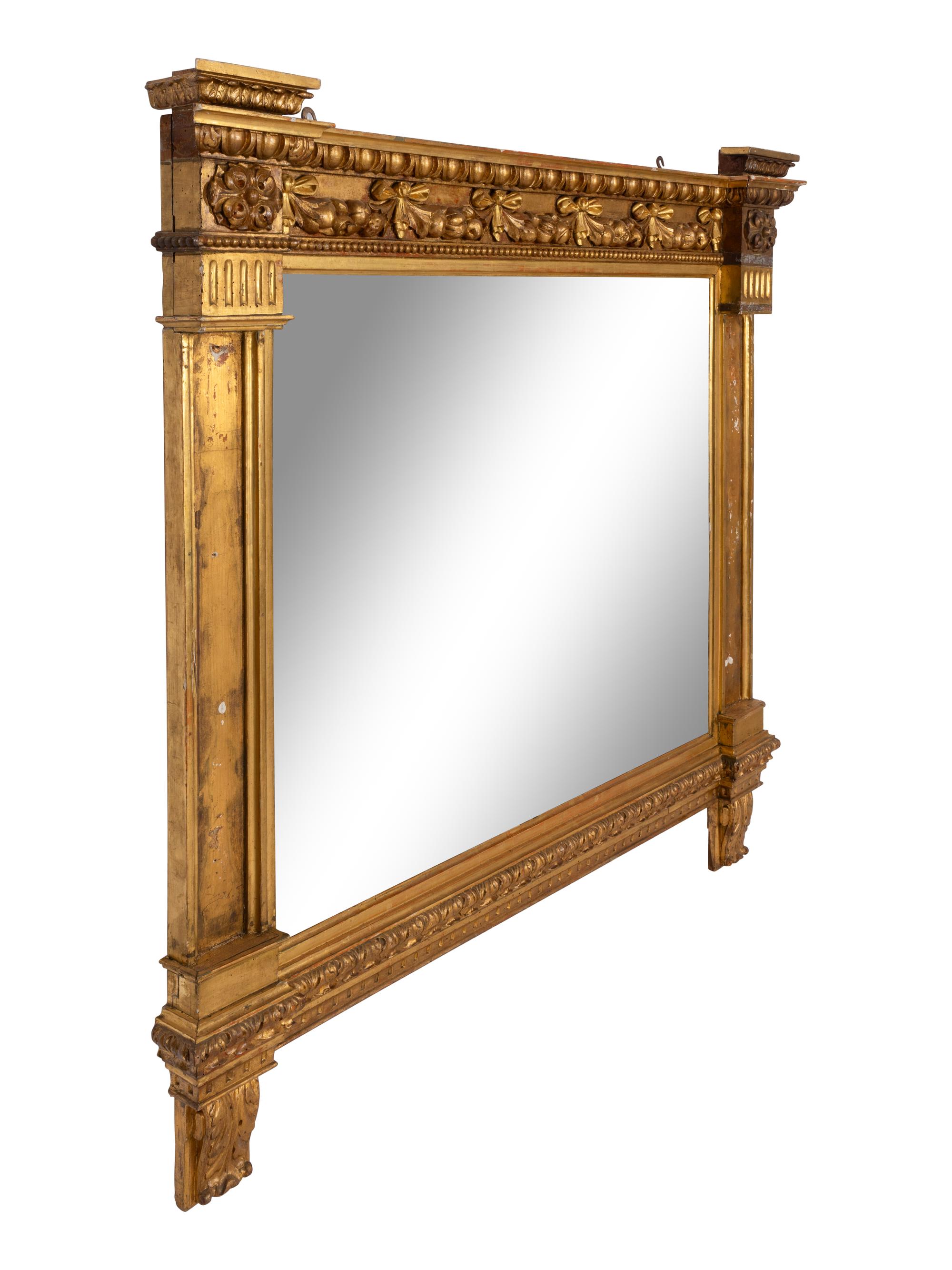 An English Giltwood and Gesso Overmantel Mirror