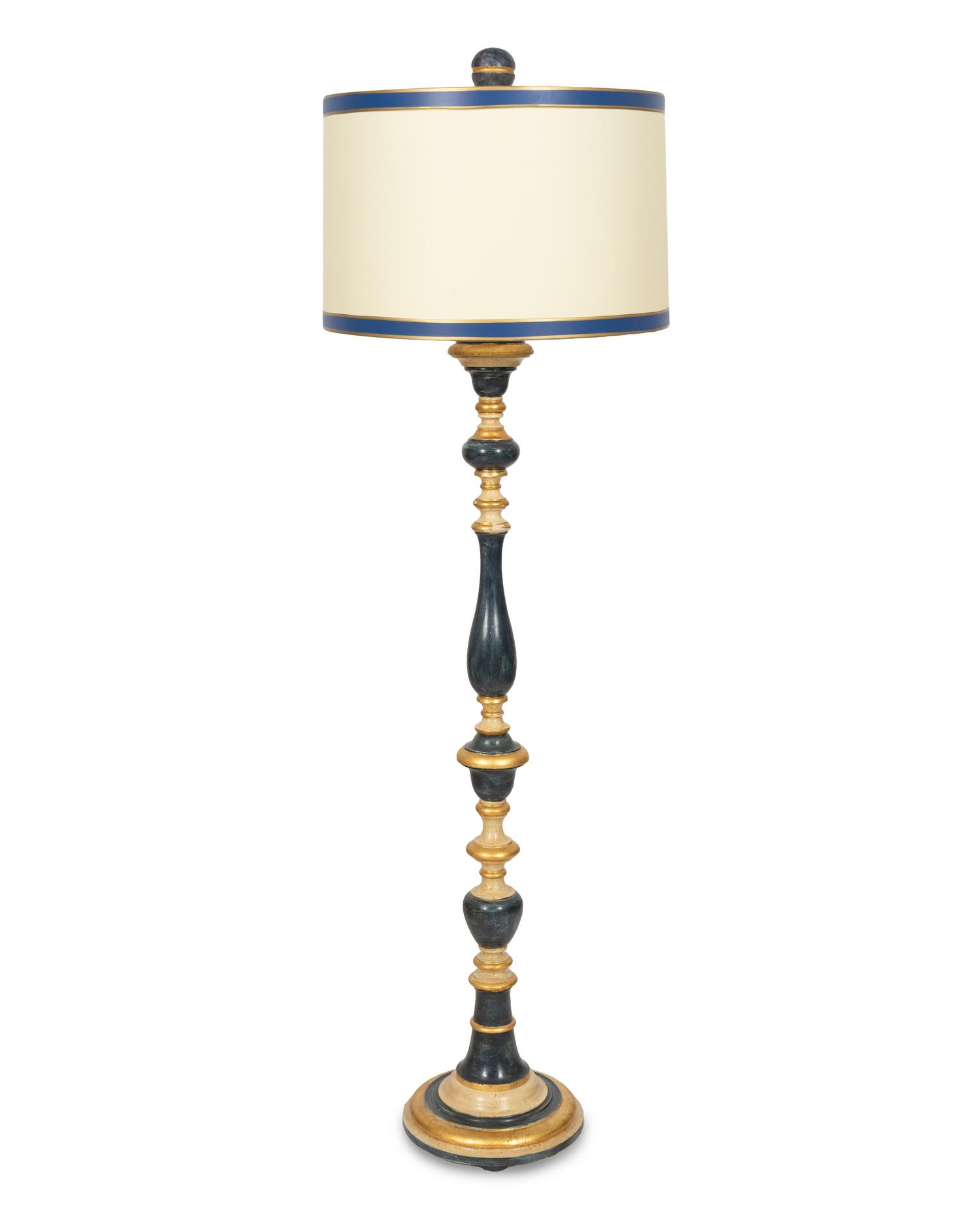 A Bradburn Painted and Parcel Gilt Floor Lamp