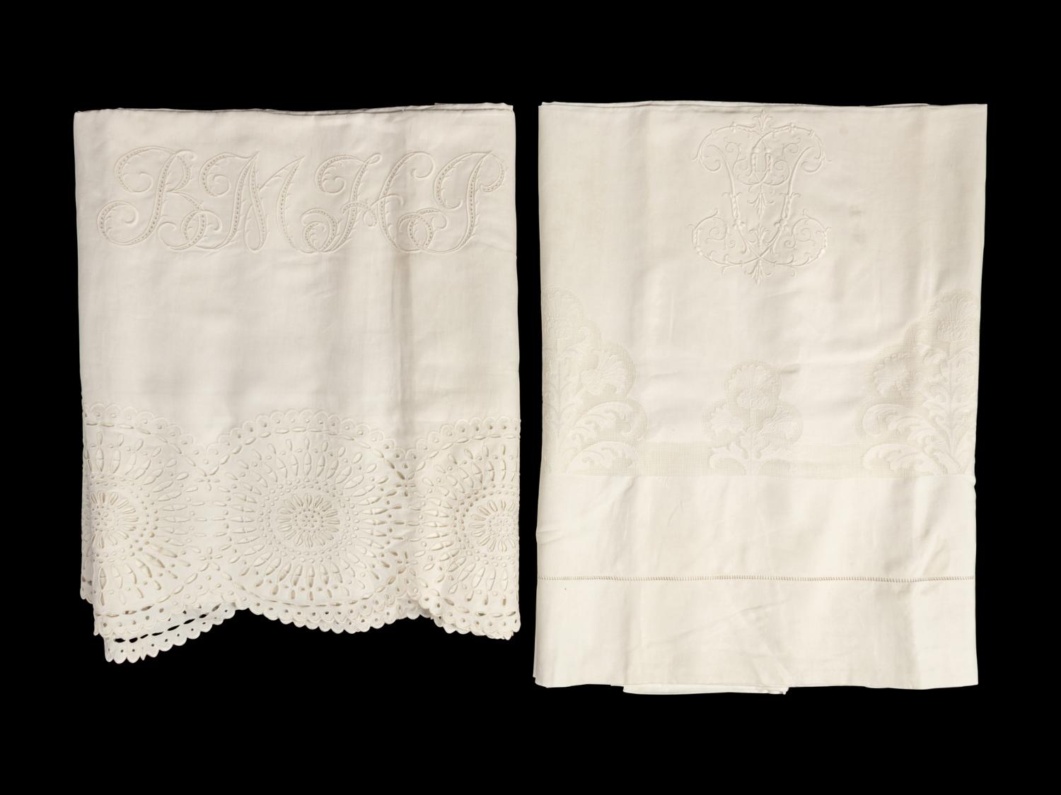 Two Sets of Palmer Family Sheets Embroidered with "BMHP" & "PP", 19th Century